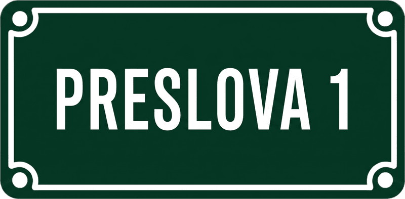 Preslova 1 – uliční štítek